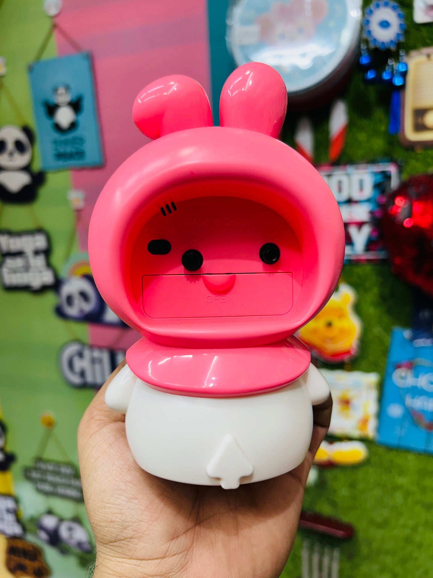 Pink Bunny-Themed Analog Alarm Clock
