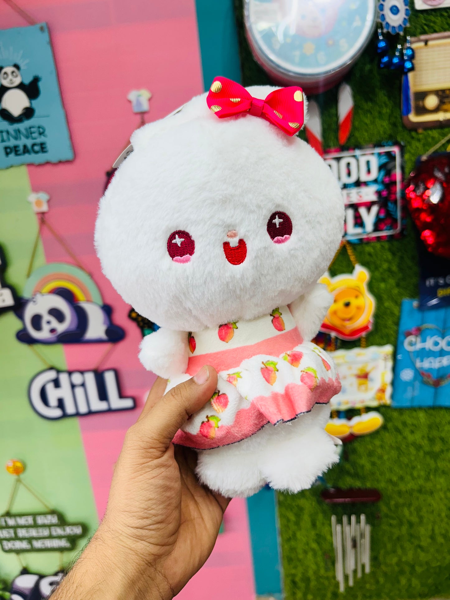 Cutie Teddy in Frock with Bow – Sweet and Stylish Cuddle Friend