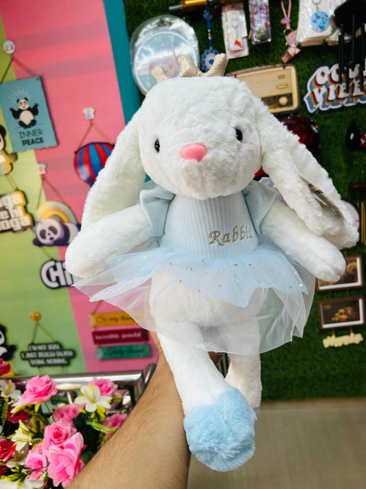Princess Bunny Plush – Soft Toy in Blue Dress with crown